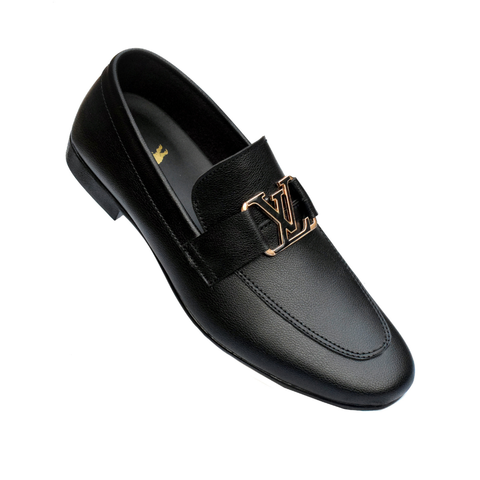 Elegant Men's Black Formal Shoes with Iconic Emblem, MR331